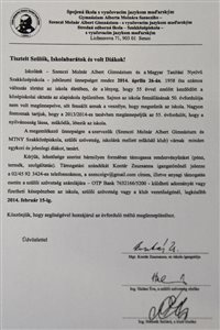 A Gimnázium felhívása